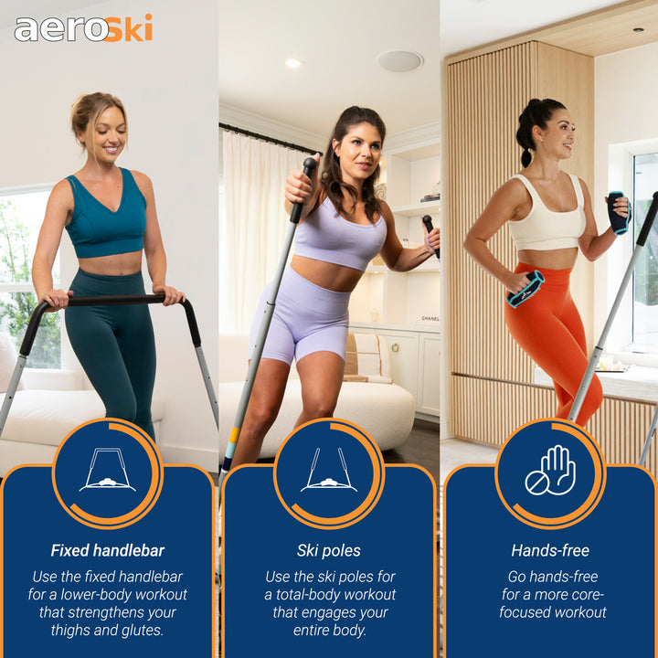Aeroski 2.0 Ski Fitness Workout Machine with Recoil Spring Resistance, Gray
