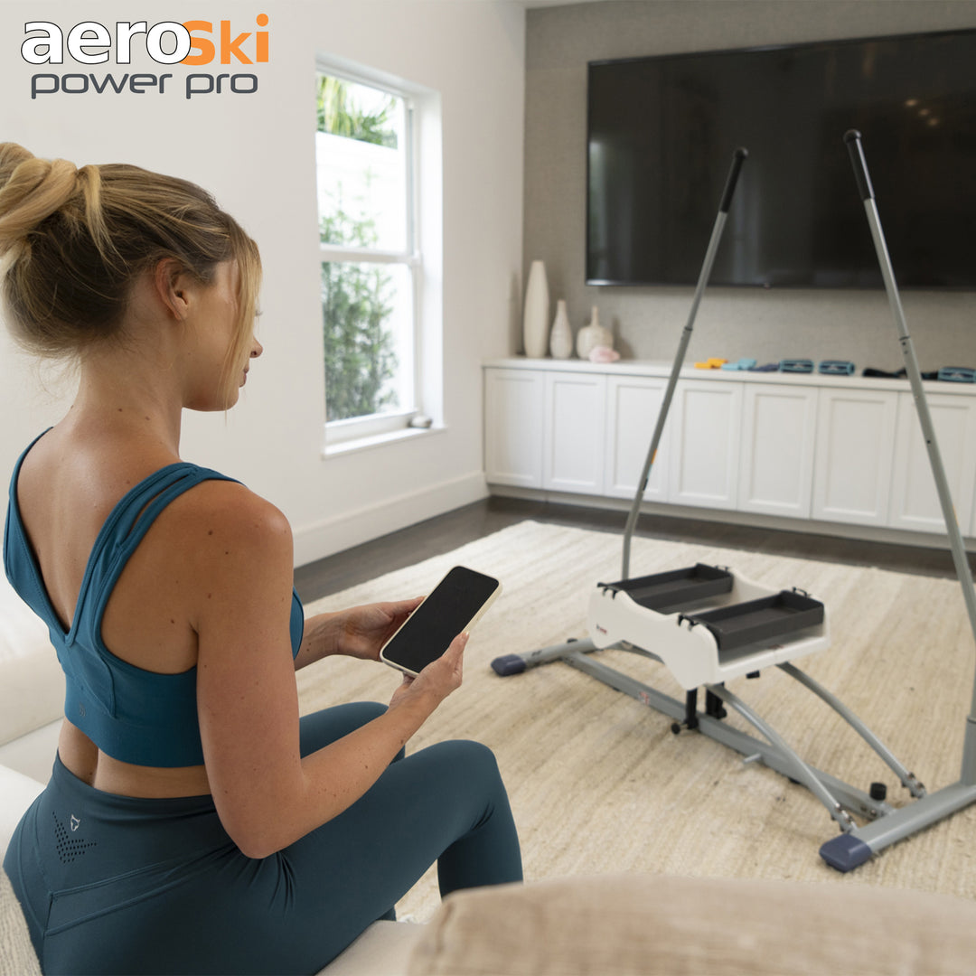 Aeroski 2.0 Ski Fitness Workout Machine with Recoil Spring Resistance, Gray