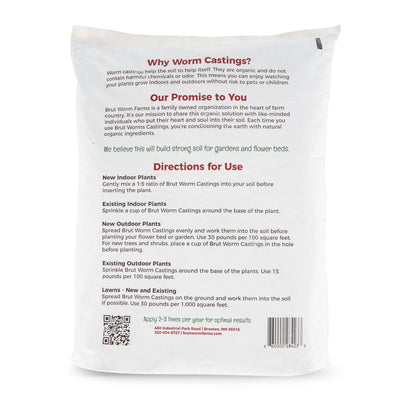 Brut Worm Farms Organic Worm Castings Potting Soil for Plants, 12 Pound Bag