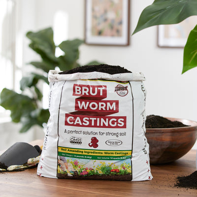 Brut Worm Farms Organic Worm Castings Potting Soil for Plants, 12 Pound Bag