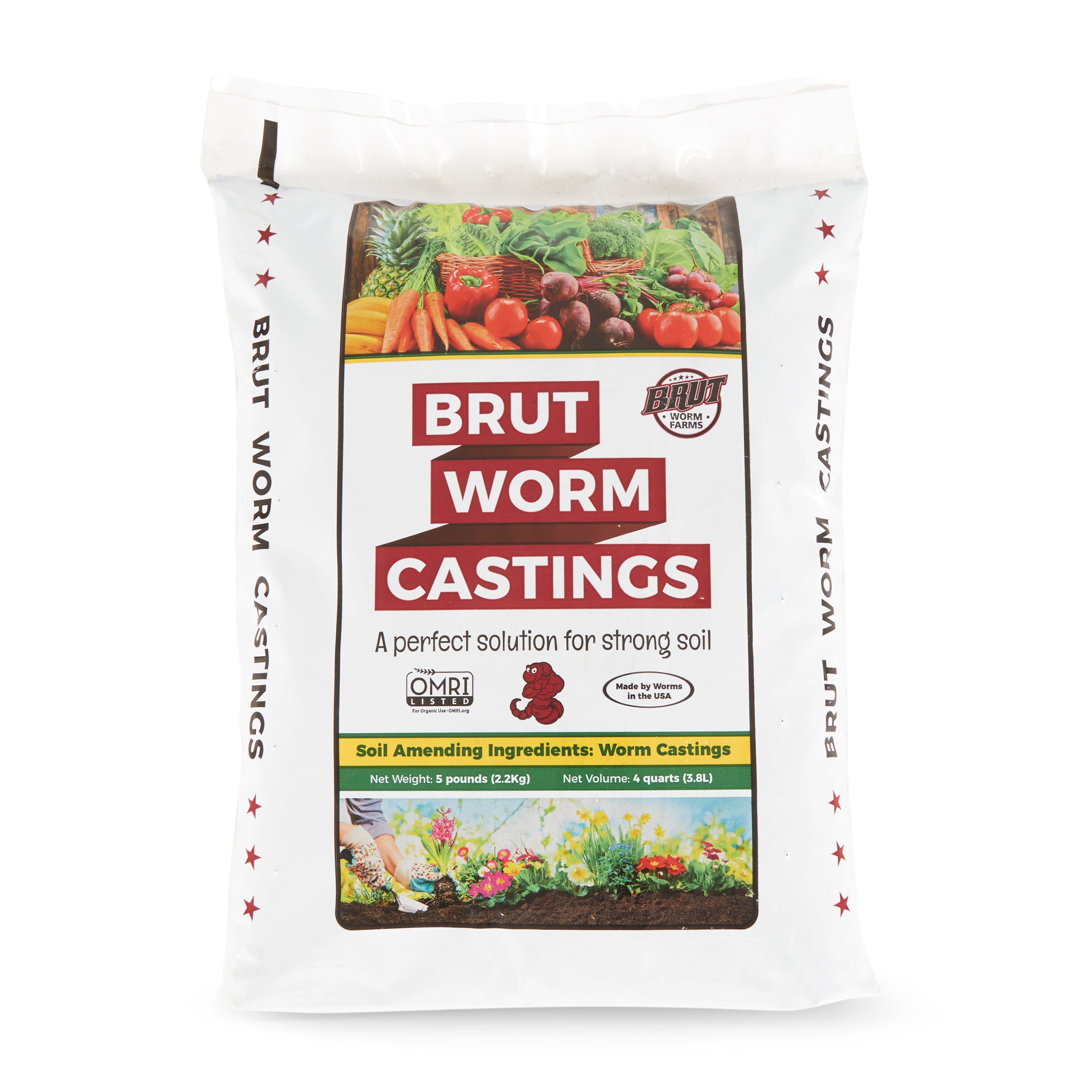 Brut Worm Farms Organic Castings Potting Soil for Planting, 5lb Bag (Open Box)