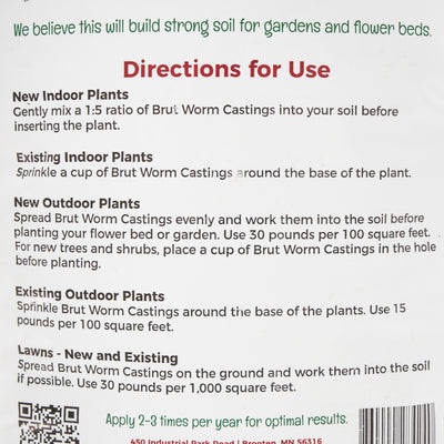 Brut Worm Farms Organic Castings Potting Soil for Planting, 5lb Bag (Open Box)