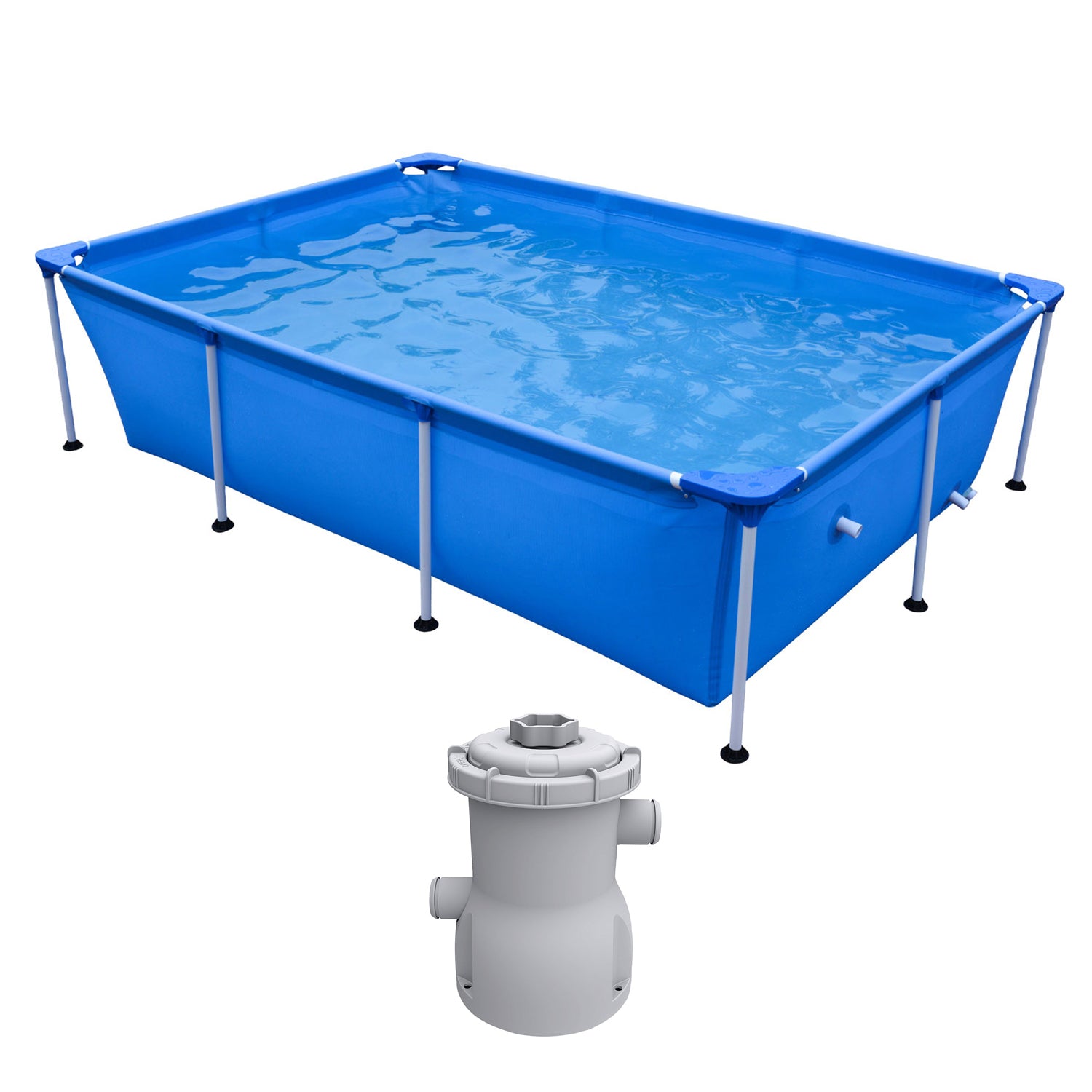 JLeisure 8.5 x 6 Ft Above Ground Rectangle Pool Bundle w/ Cartridge Filter Pump - VMInnovations
