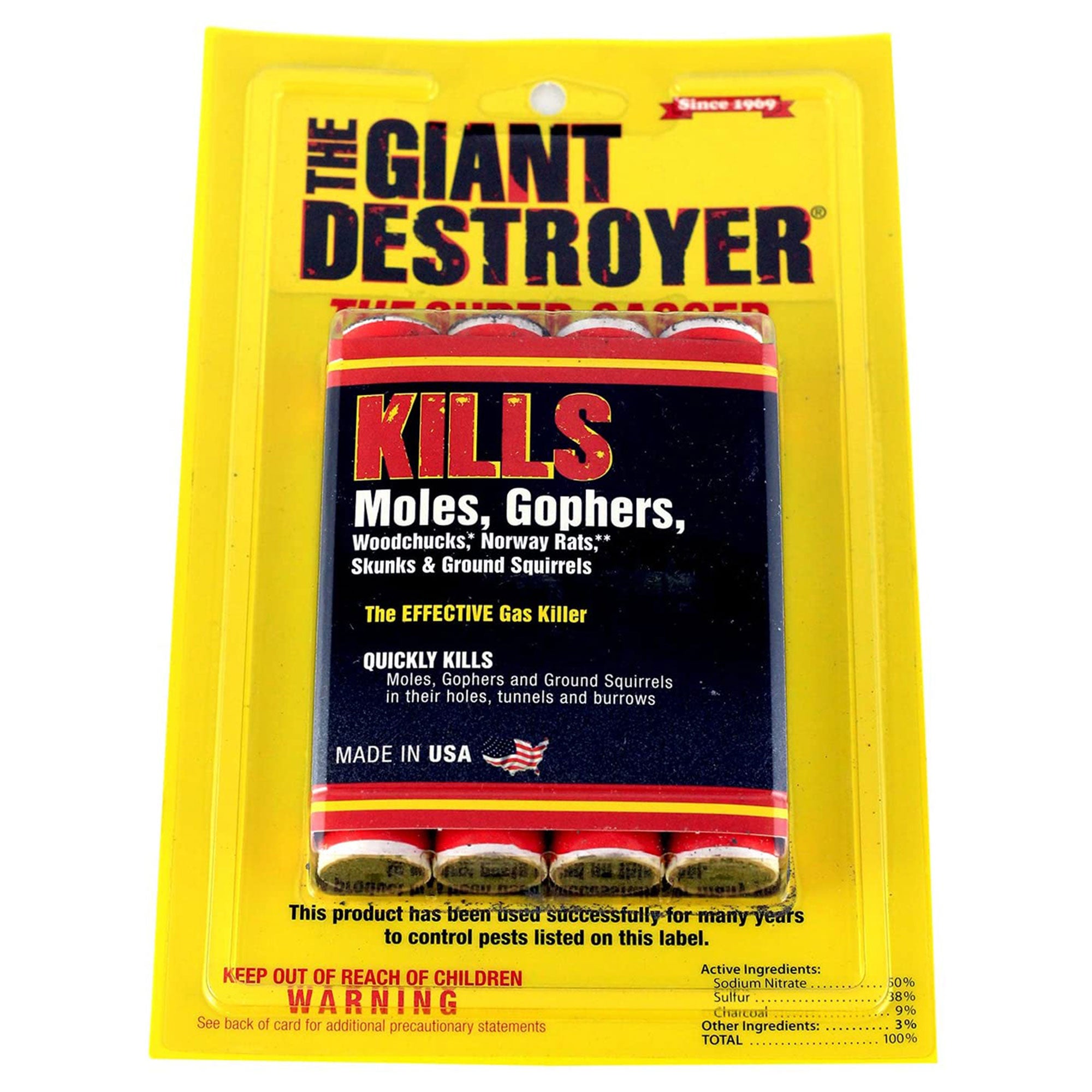 The Giant Destroyer GI00333 1.75 Oz Super Gasser Underground Pest Killer, 4 Pack