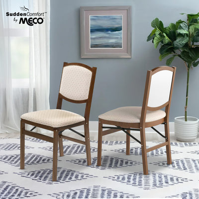 Stakmore Contemporary Upholstered Back Fruitwood Folding Dining Chair (2 Pack) - VMInnovations