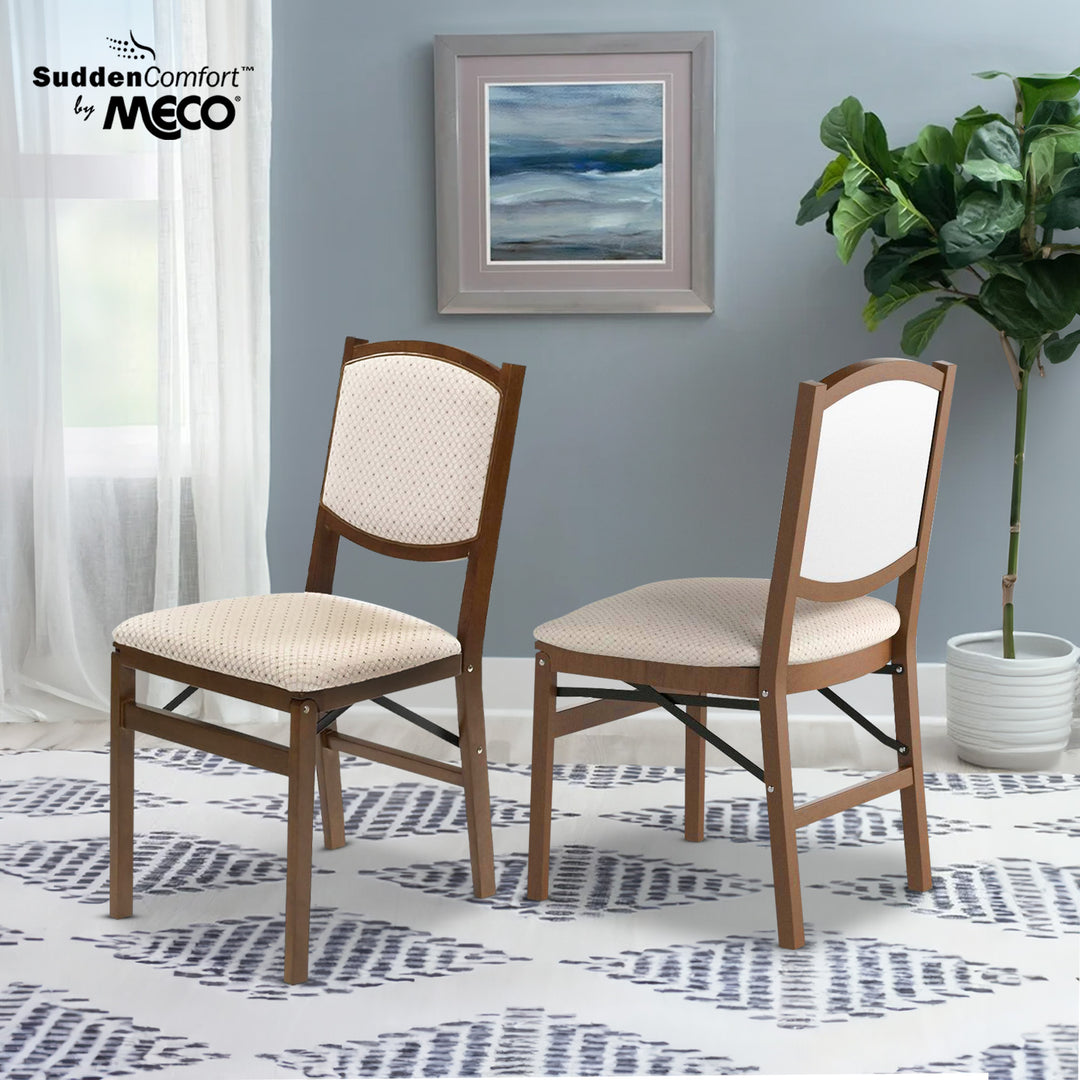 MECO Stakmore Contemporary Upholstered Fruitwood Folding Chair (2 Pack) (Used)