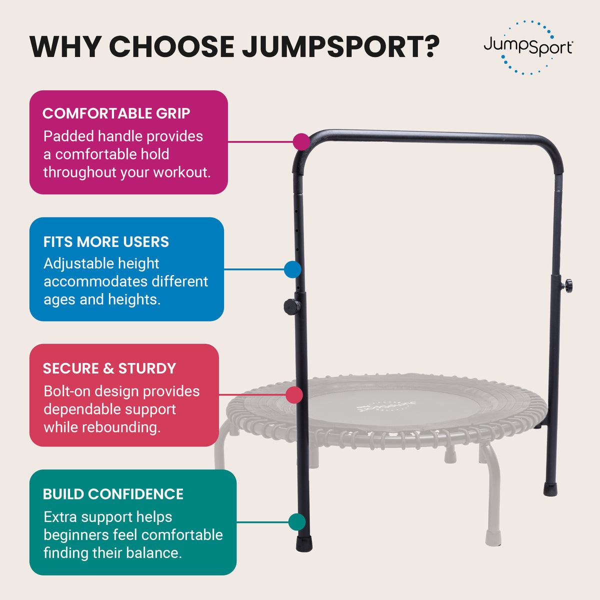 JumpSport Handle Bar for Arched Leg Trampolines, Trampoline Not Included(Used) - VMInnovations