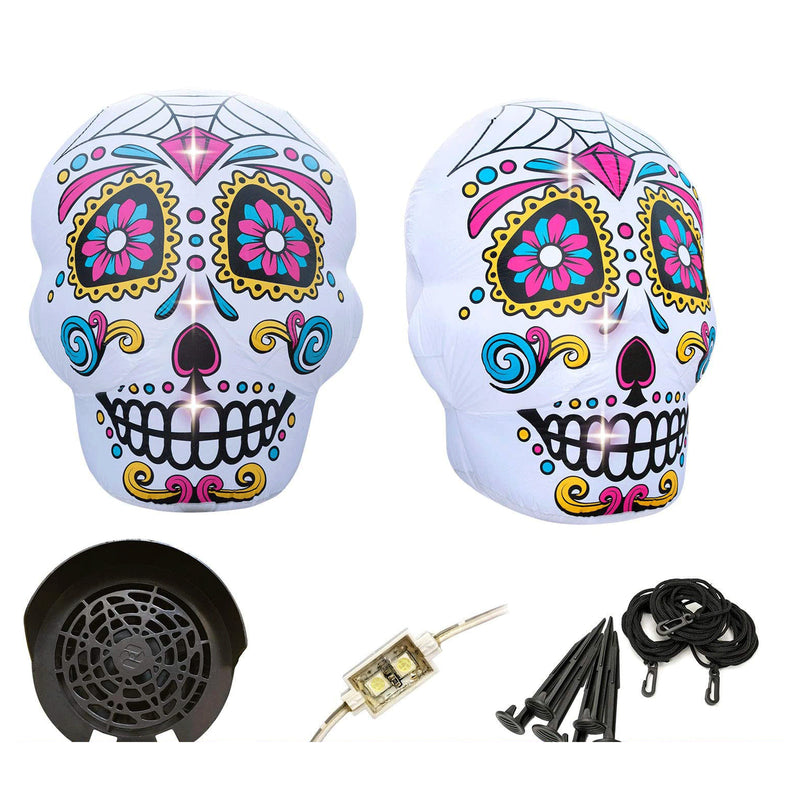 4 Foot Tall Inflatable Halloween Día de Los Muertos Skull Decoration (Open Box)