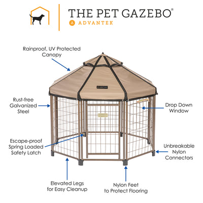 Advantek Original Small Indoor Outdoor Metal Pet Dog Gazebo & Cover (Open Box)