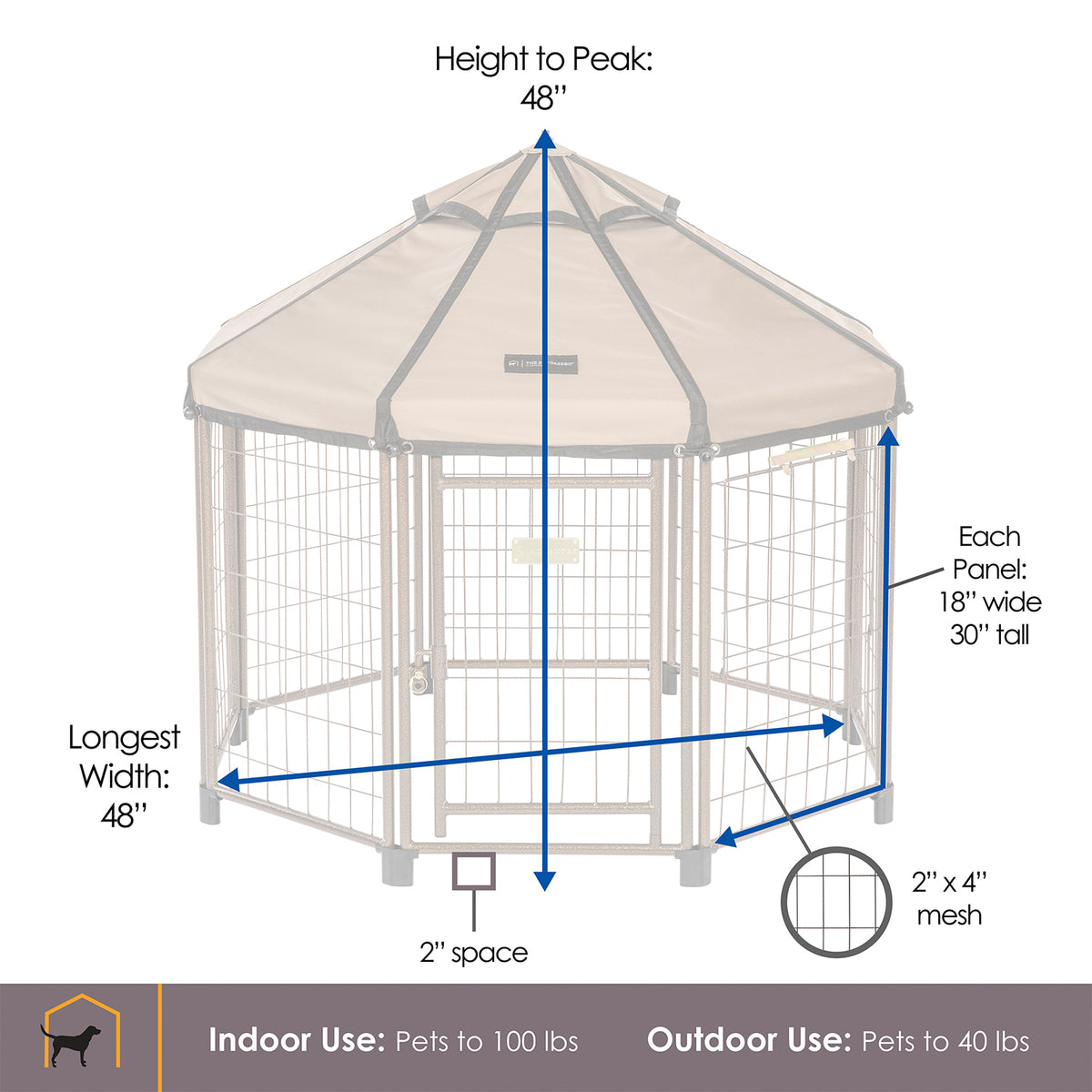 Advantek Original Small Indoor Outdoor Metal Pet Dog Gazebo & Cover (Open Box)