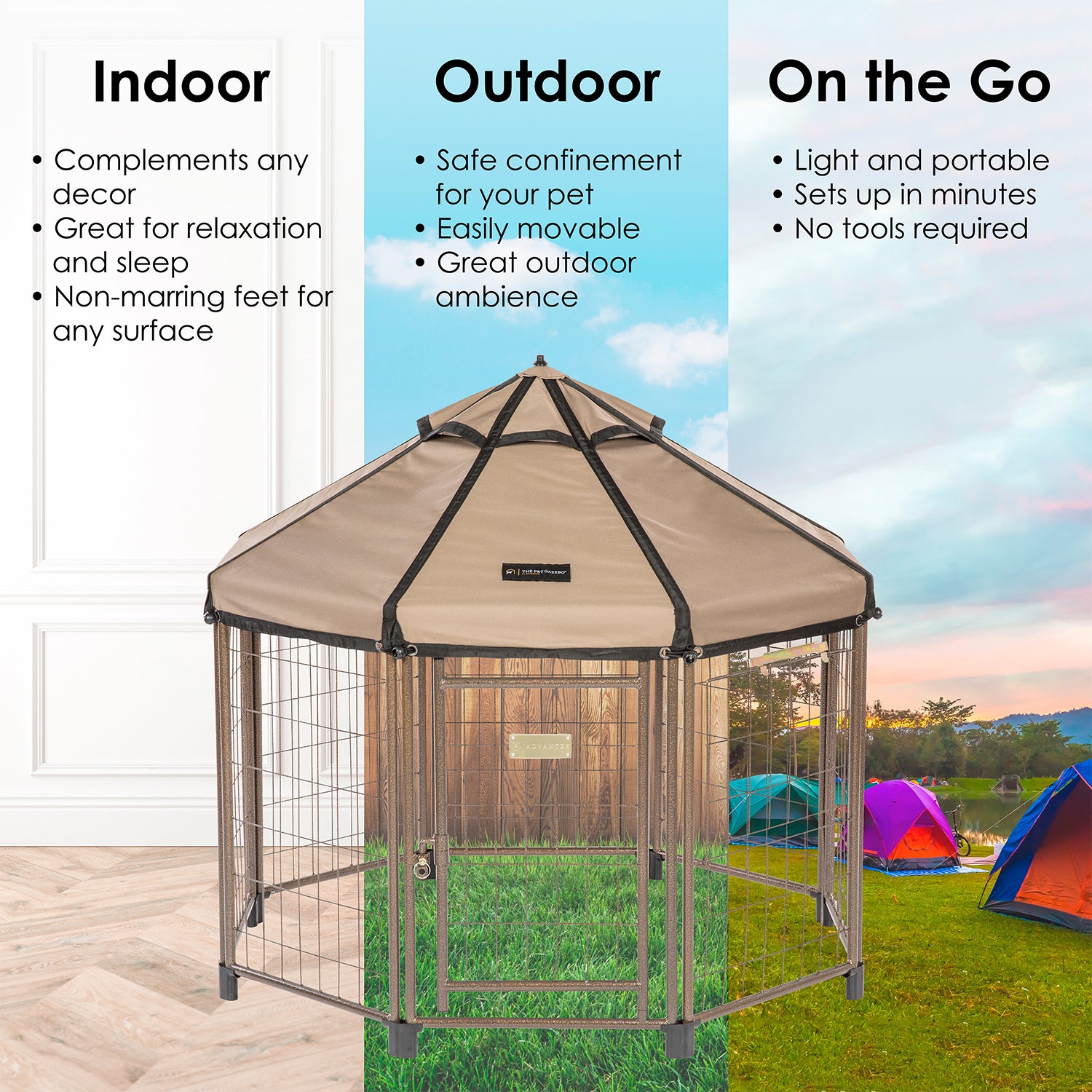 Advantek Original Small Indoor Outdoor Metal Pet Dog Gazebo & Cover (Open Box)