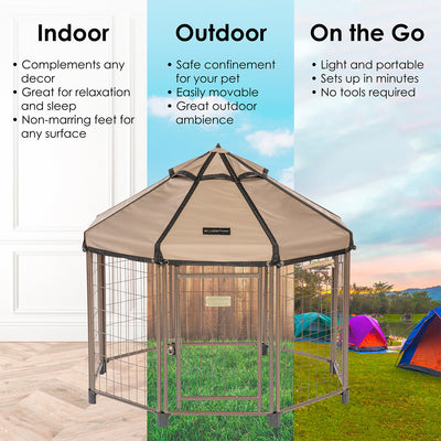 Advantek Original Small Indoor Outdoor Metal Pet Dog Gazebo & Cover (Open Box)