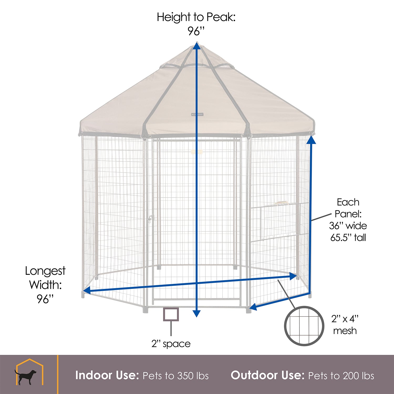 Advantek 8 Foot Portable Indoor Outdoor Galvanized Steel Pet and Dog Gazebo