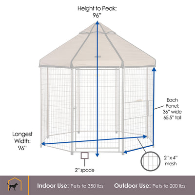 Advantek 8 Foot Portable Indoor Outdoor Galvanized Steel Pet and Dog Gazebo