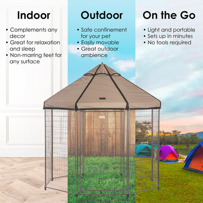 Advantek 8 Foot Portable Indoor Outdoor Galvanized Steel Pet and Dog Gazebo