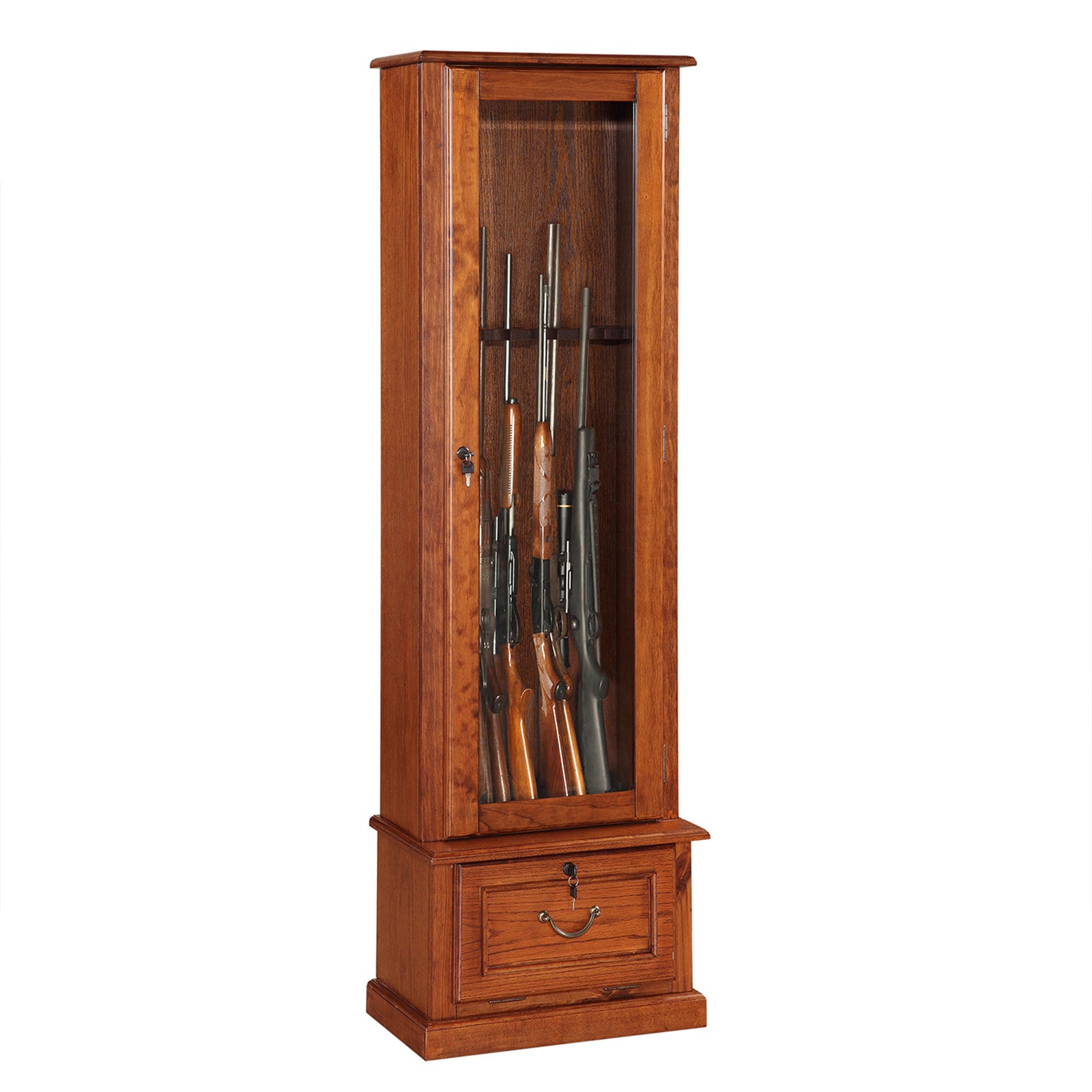 American Furniture Classics 8 Gun Key Locking Wooden Storage Display Cabinet - VMInnovations