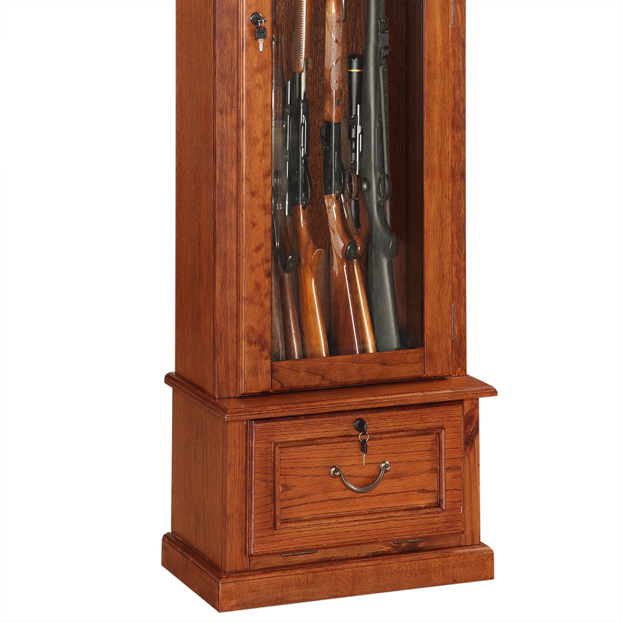 American Furniture Classics 8 Gun Key Locking Wooden Storage Display Cabinet - VMInnovations