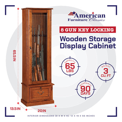 American Furniture Classics 8 Gun Key Locking Storage Display Cabinet(For Parts)