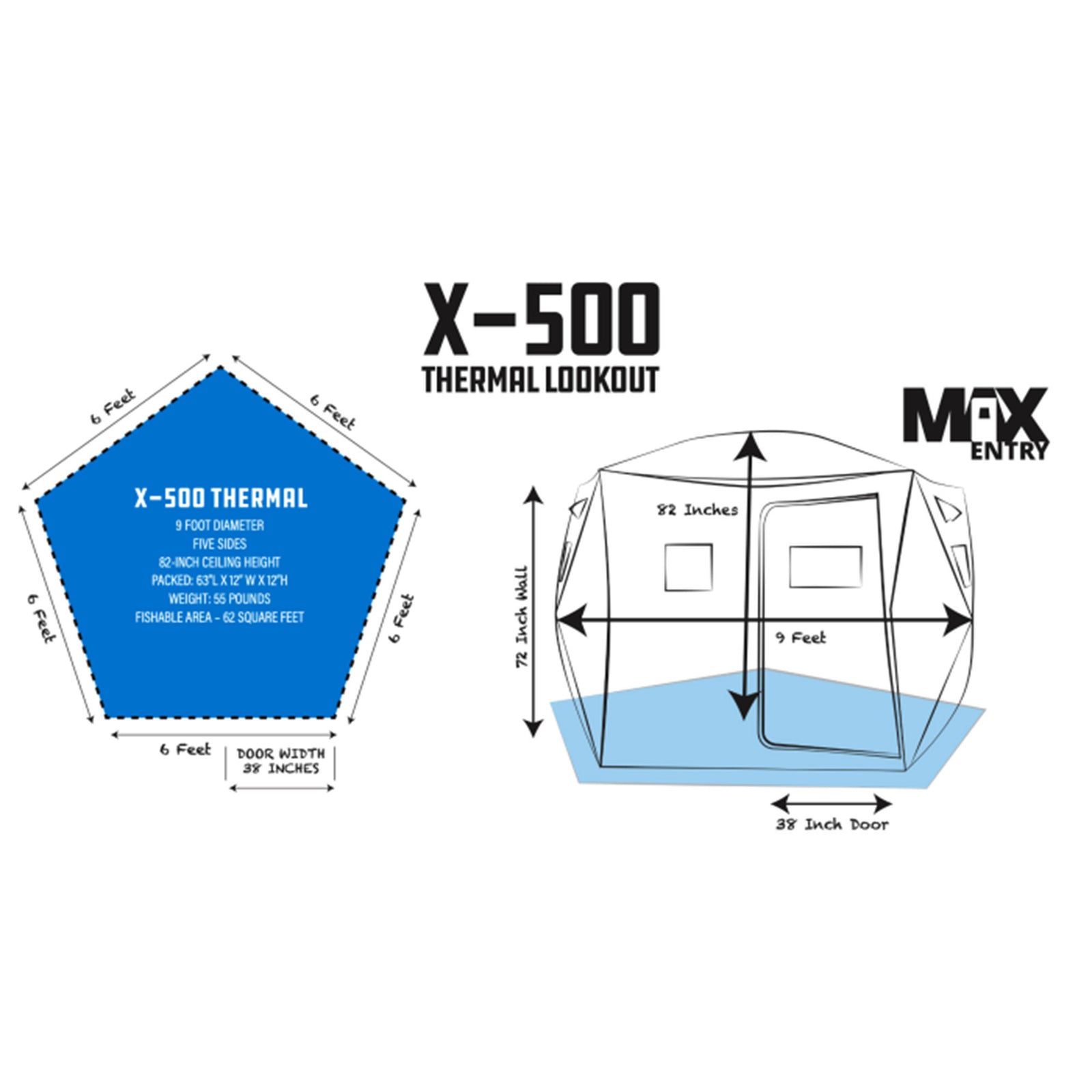 CLAM X500 Insulated Thermal Lookout Outdoor Fishing Hunting Hub Tent Shelter - VMInnovations