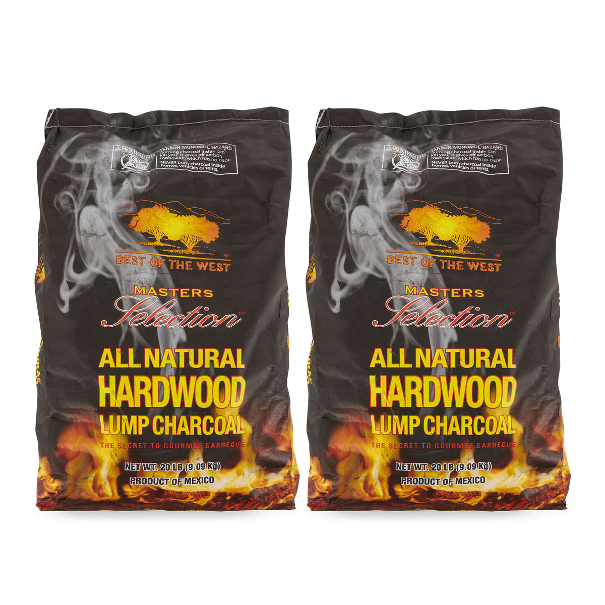 Best of the West All Natural Hardwood Lump Charcoal Bag, 20 Pounds (2 Pack)