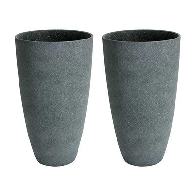 Algreen Acerra Weather Resistant Composite Tall Vase Planter Pot, Gray (2 Pack) - VMInnovations