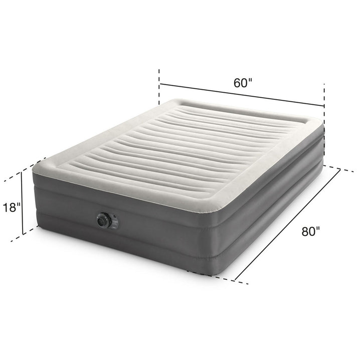 Intex TruAire Luxury Queen Air Mattress Airbed w/ Lumbar Support & Built in Pump