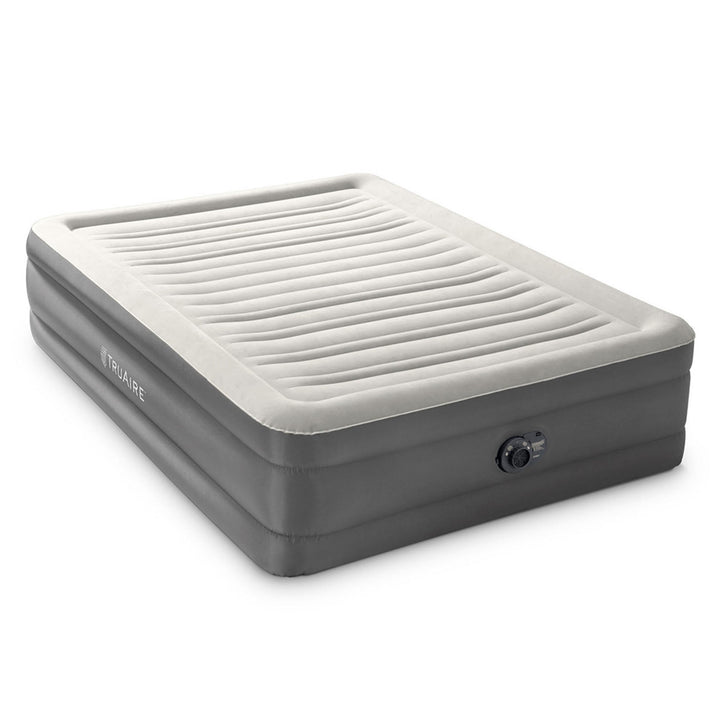 Intex TruAire Luxury Queen Air Mattress Airbed w/ Lumbar Support & Built in Pump