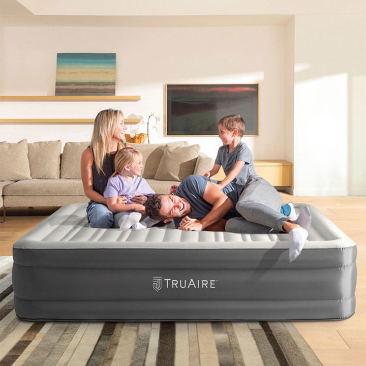 Intex TruAire Luxury Queen Air Mattress Airbed w/ Lumbar Support & Built in Pump