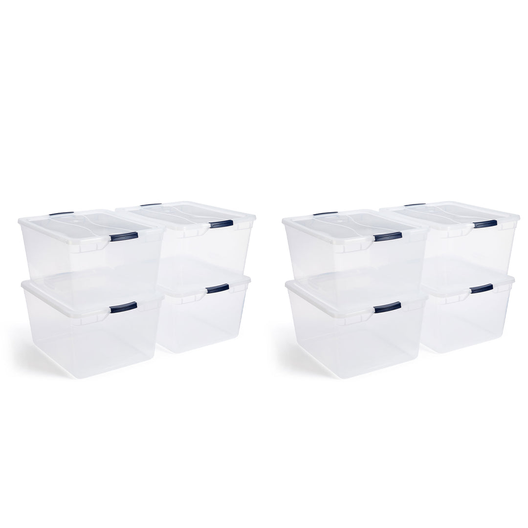 Rubbermaid Cleverstore 74 Qt Latching Plastic Storage Container & Lid (8 Pack)