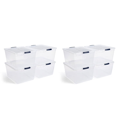 Rubbermaid Cleverstore 74 Qt Latching Plastic Storage Container & Lid (8 Pack) - VMInnovations