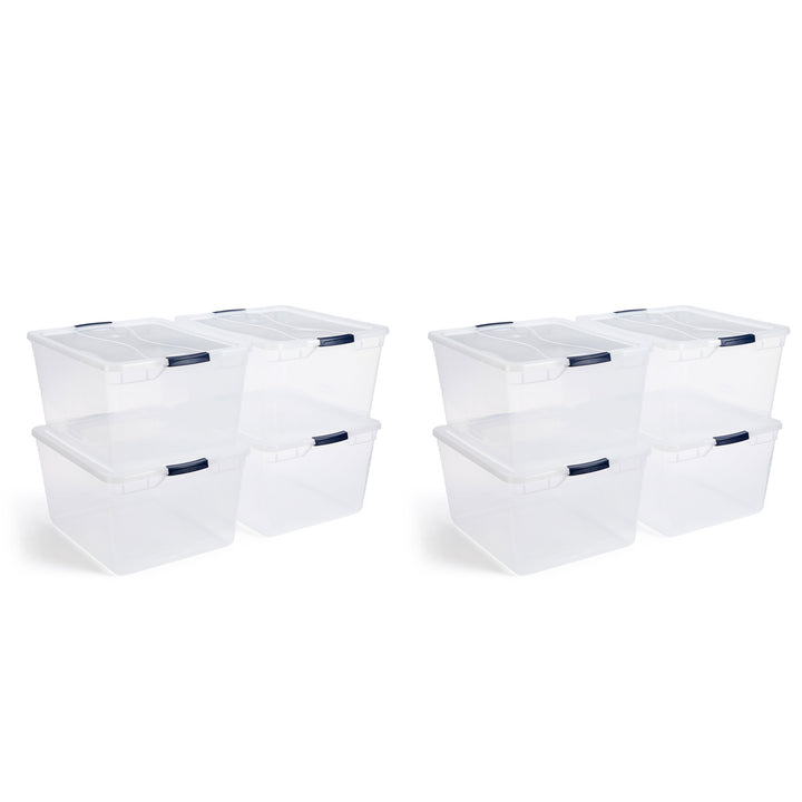 Rubbermaid Cleverstore 74 Qt Latching Plastic Storage Container & Lid (8 Pack)