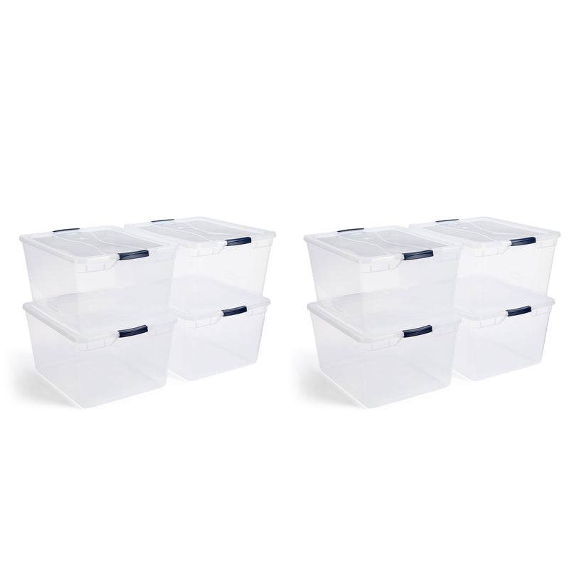 Rubbermaid Cleverstore 71 Qt Latching Plastic Storage Container & Lid (8 Pack) - VMInnovations