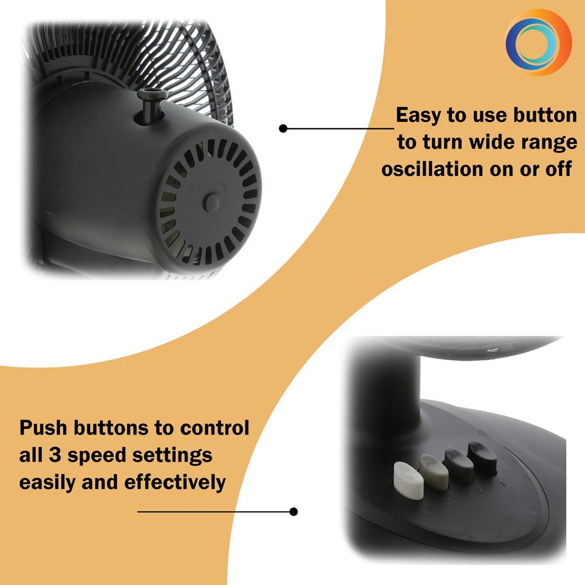 Comfort Zone 12" High Velocity 3 Speed Adjustable Oscillating Fan (Open Box) - VMInnovations