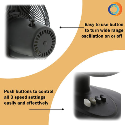 Comfort Zone 12" High Velocity 3 Speed Adjustable Oscillating Fan (Open Box) - VMInnovations