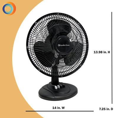 Comfort Zone 12" High Velocity 3 Speed Adjustable Oscillating Fan (Open Box) - VMInnovations
