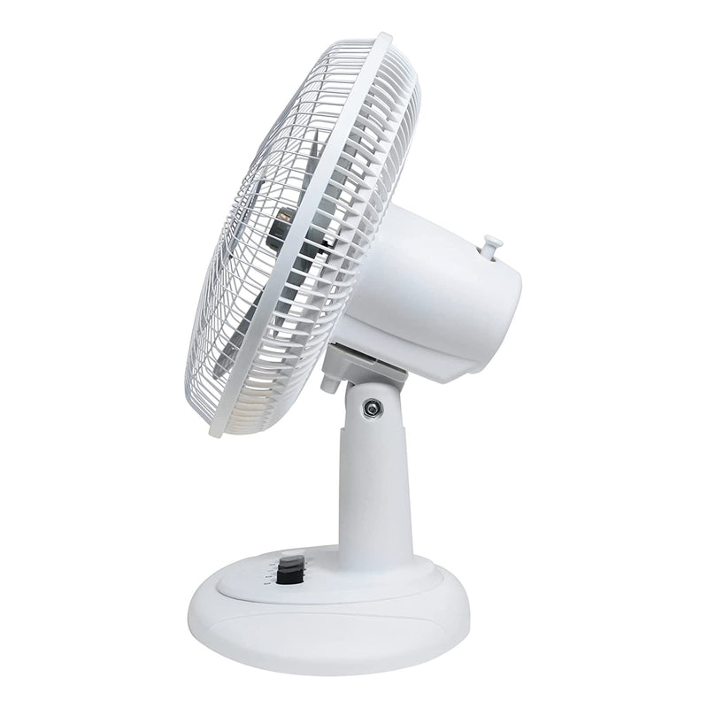 Comfort Zone 12" 3 Speed Adjustable Oscillating Table Fan, White (For Parts)