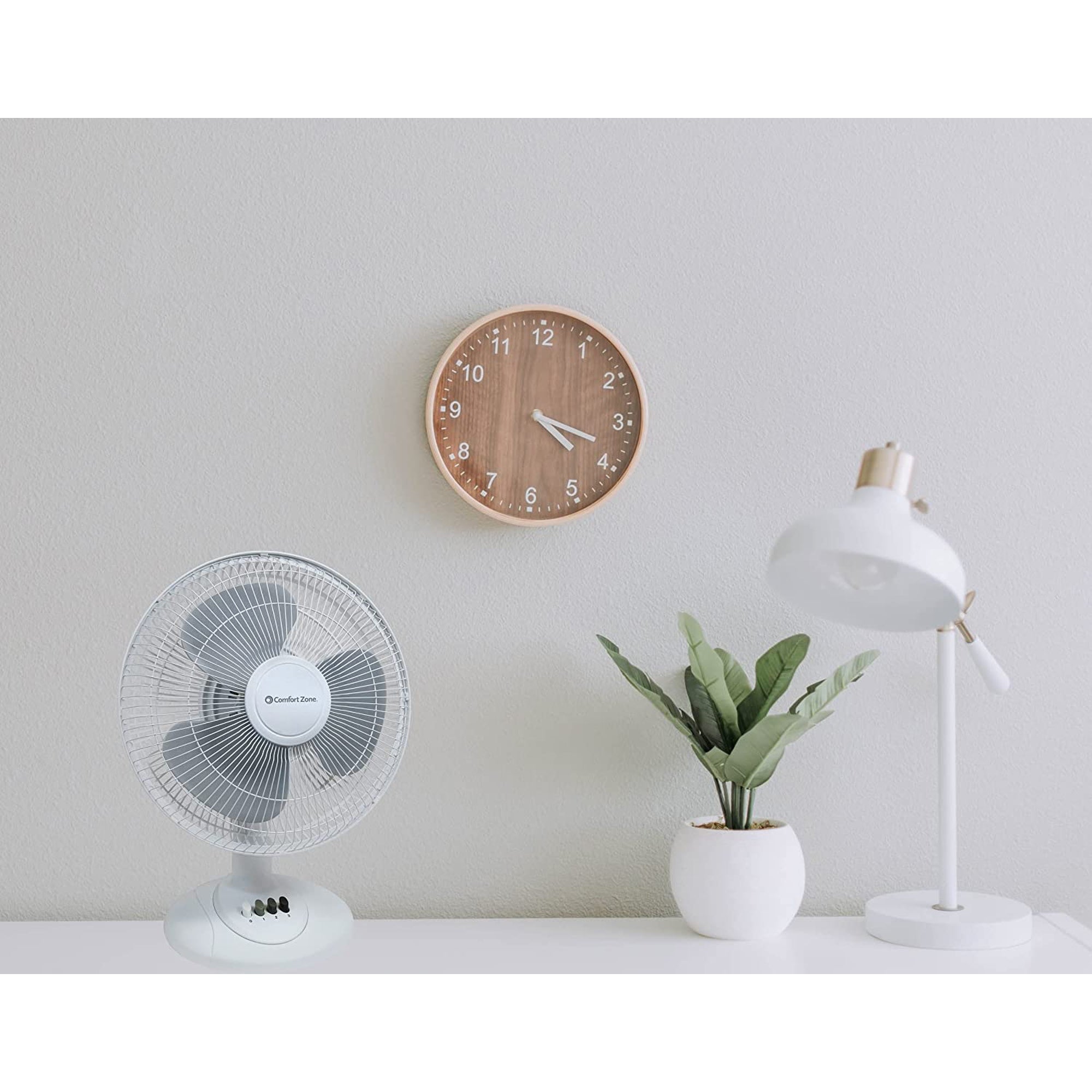 Comfort Zone 12" 3 Speed Adjustable Oscillating Table Fan, White (Open Box)