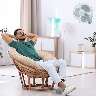 Comfort Zone 16 Inch 3 Speed Adjustable Oscillating Indoor Mountable Fan, White