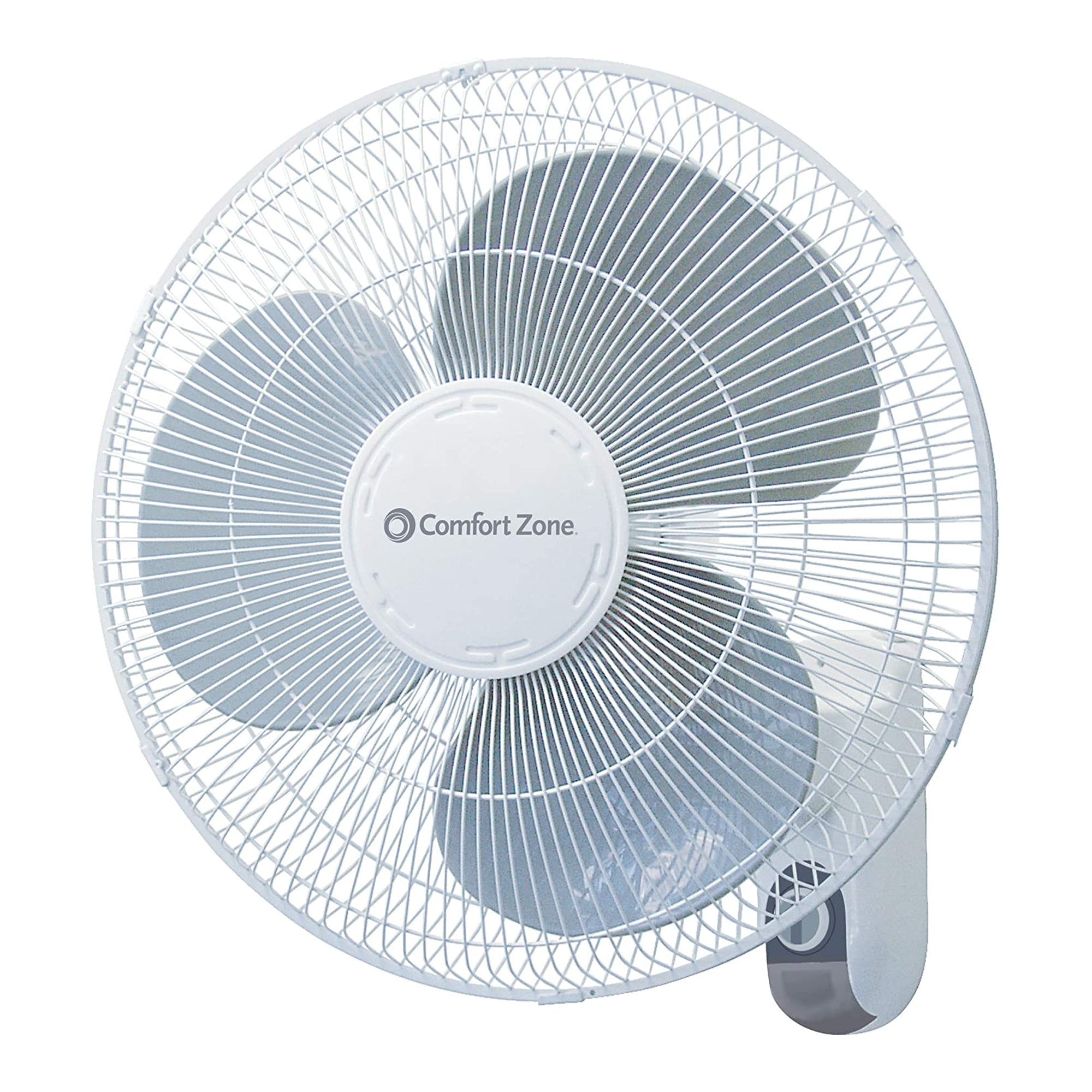 Comfort Zone 16 Inch 3 Speed Adjustable Oscillating Indoor Mountable Fan, White