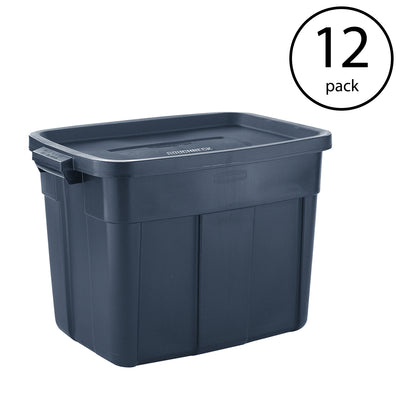 Rubbermaid 18 Gallon Stackable Storage Container, Dark Indigo Metallic (12 Pack) - VMInnovations