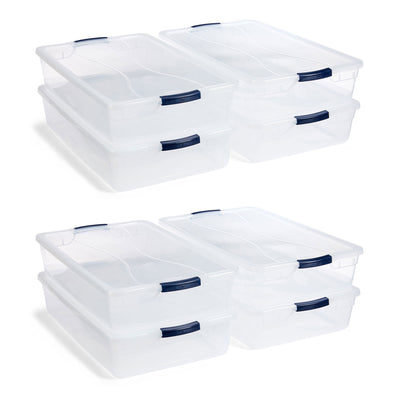 Rubbermaid Cleverstore 42 Quart Latching Stackable Storage Tote, Clear (8 Pack) - VMInnovations