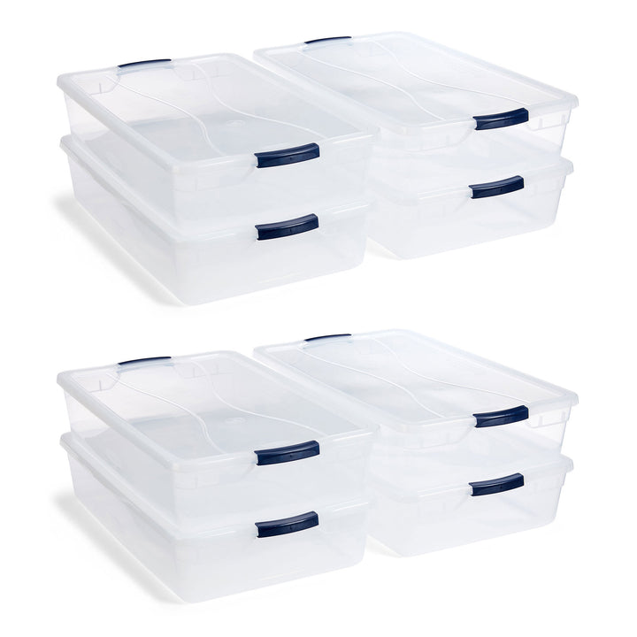 Rubbermaid Cleverstore 42 Quart Latching Stackable Storage Tote, Clear (8 Pack)