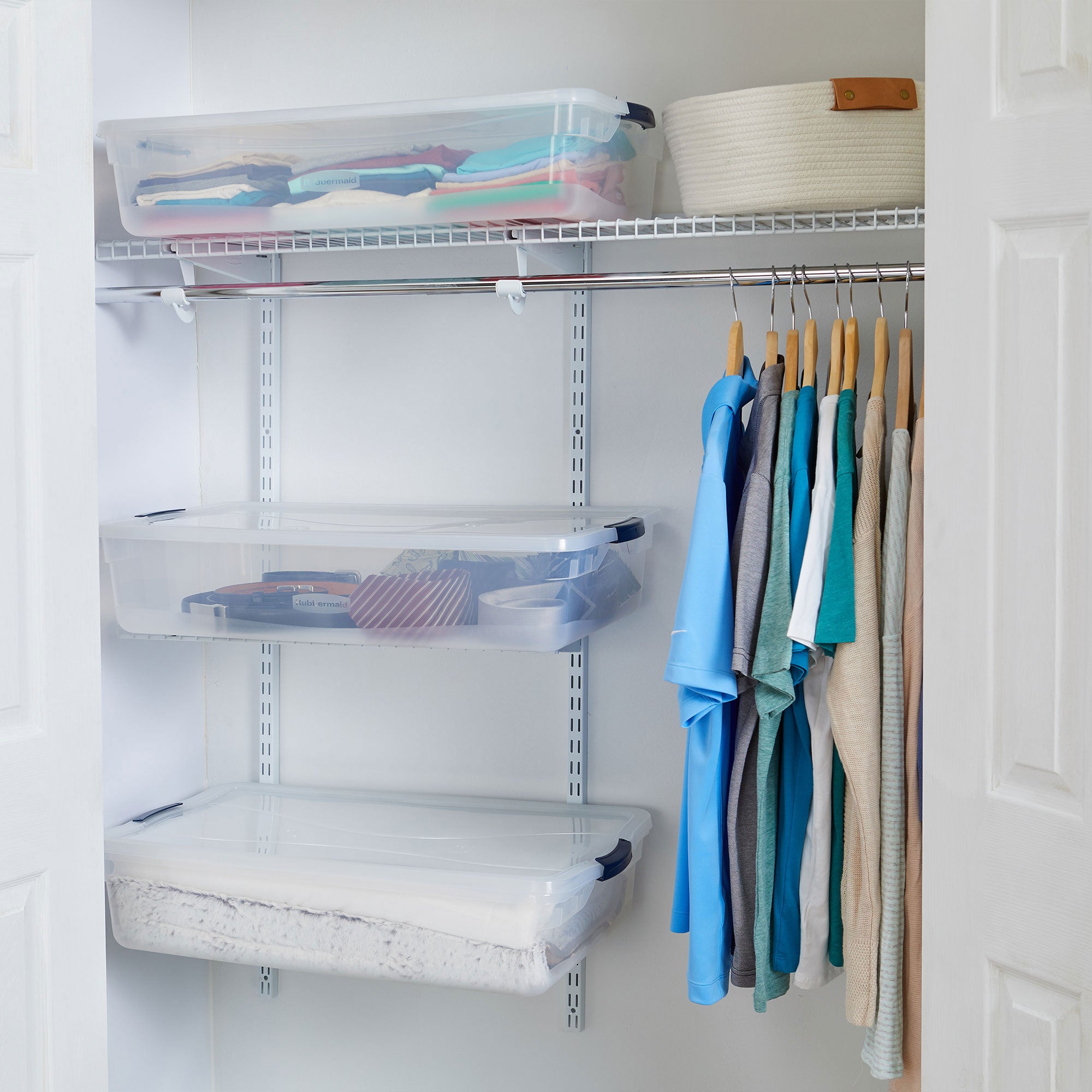 Rubbermaid Cleverstore 42 Quart Latching Stackable Storage Tote, Clear (8 Pack) - VMInnovations