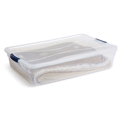 Rubbermaid Cleverstore 42 Quart Latching Stackable Storage Tote, Clear (8 Pack) - VMInnovations