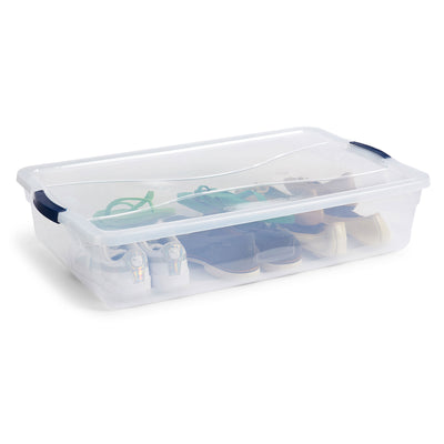 Rubbermaid Cleverstore 42 Quart Latching Stackable Storage Tote, Clear (8 Pack) - VMInnovations