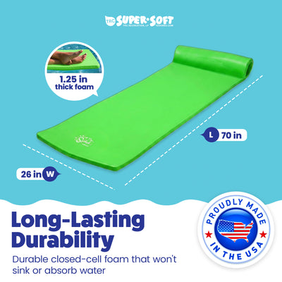 TRC Recreation Splash 1.25" Thick Foam Pool Float Mat, Fierce Green (Open Box) - VMInnovations