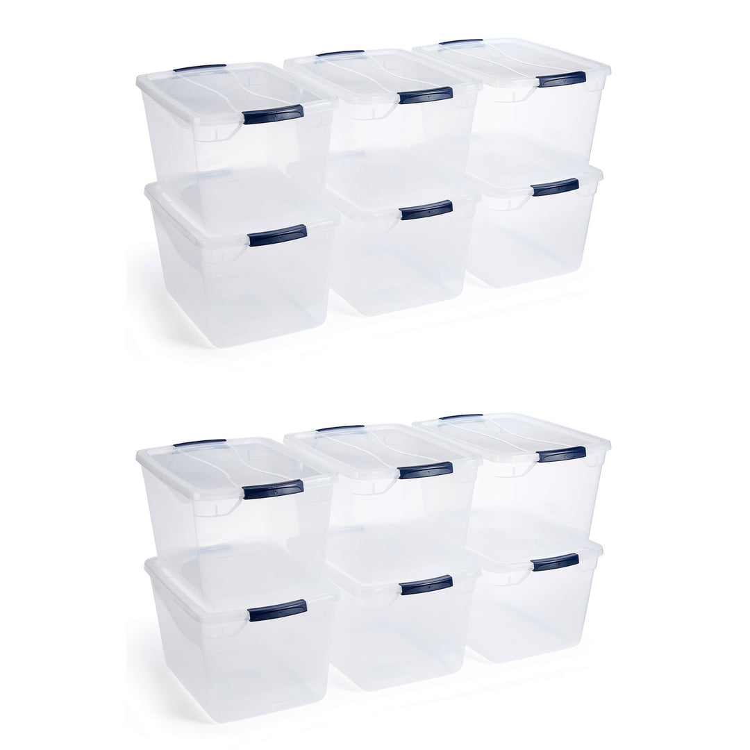 Rubbermaid Cleverstore 32 Quart Plastic Storage Tote Container w/ Lid (12 Pack)