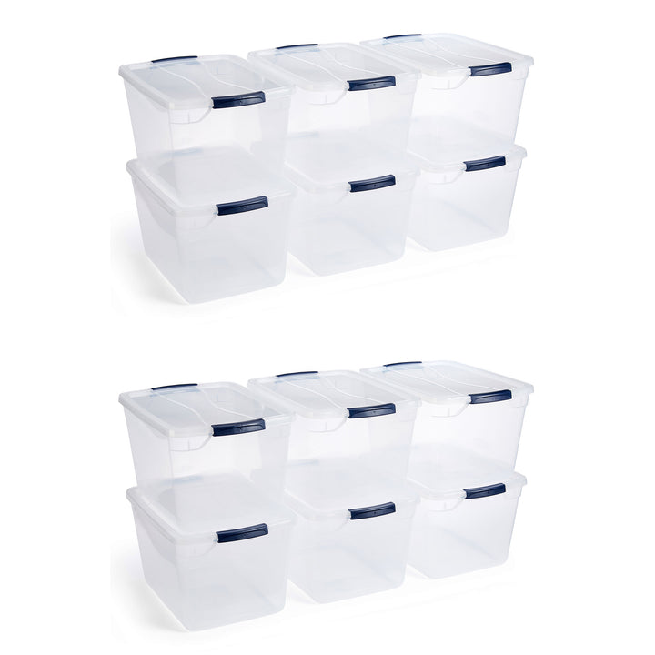 Rubbermaid Cleverstore 32 Quart Plastic Storage Tote Container w/ Lid (12 Pack)