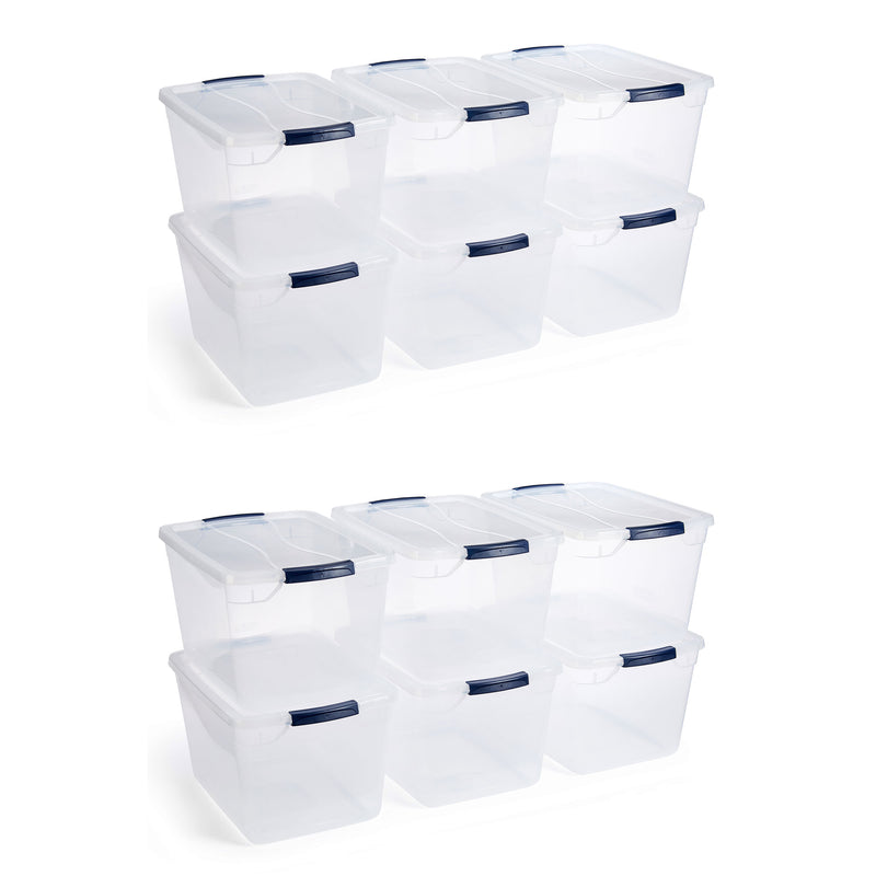 Rubbermaid Cleverstore 30 Quart Plastic Storage Tote Container w/ Lid (12 Pack)