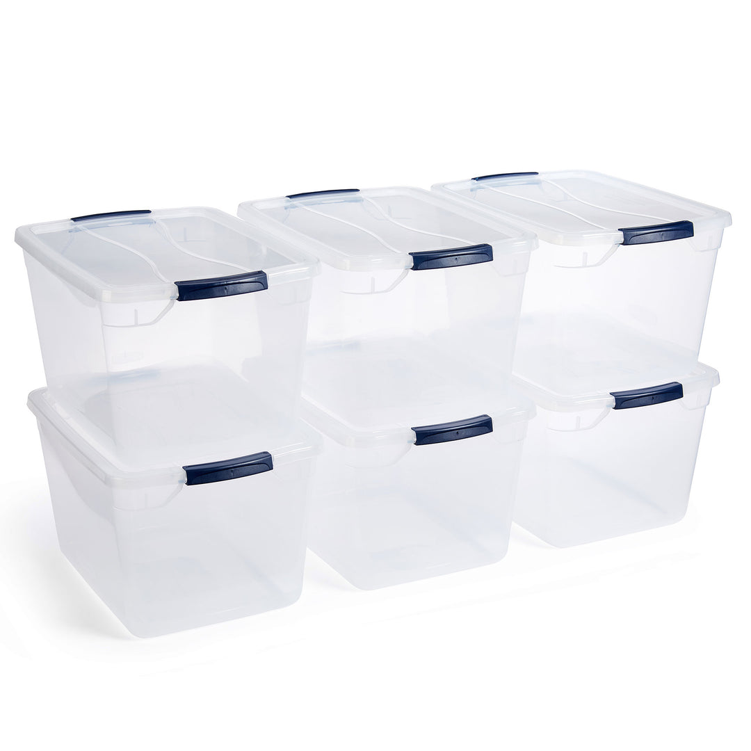 Rubbermaid Cleverstore 32 Quart Plastic Storage Tote Container w/ Lid (12 Pack)